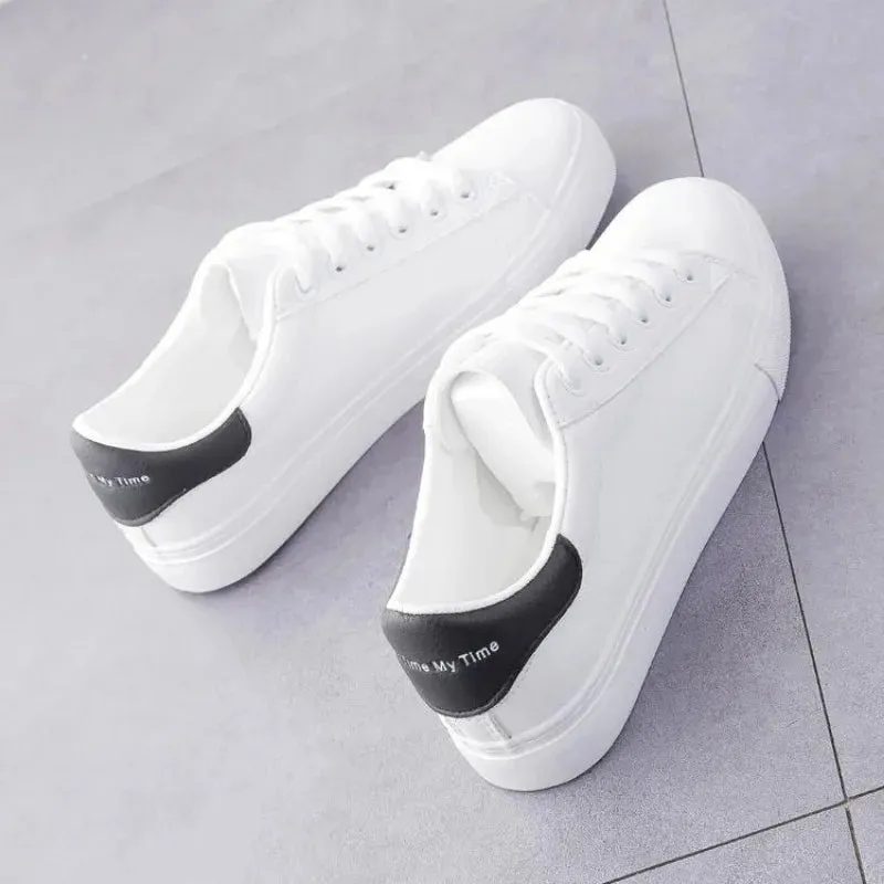 2024 Women Sneakers Fashion Breathble Vulcanized Shoes Pu Leather Platform Shoes White Lace Up Casual Shoes Zapatos Mujer