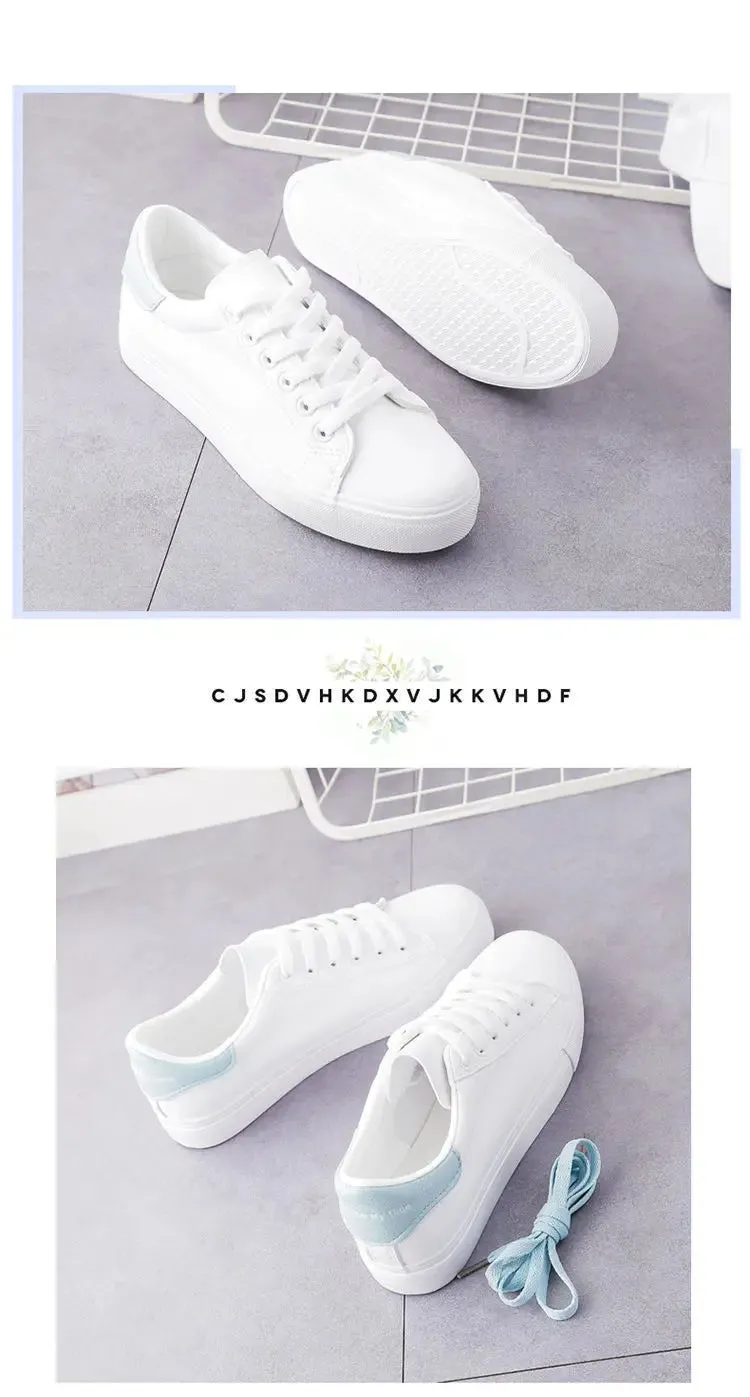 2024 Women Sneakers Fashion Breathble Vulcanized Shoes Pu Leather Platform Shoes White Lace Up Casual Shoes Zapatos Mujer