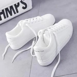 2024 Women Sneakers Fashion Breathble Vulcanized Shoes Pu Leather Platform Shoes White Lace Up Casual Shoes Zapatos Mujer