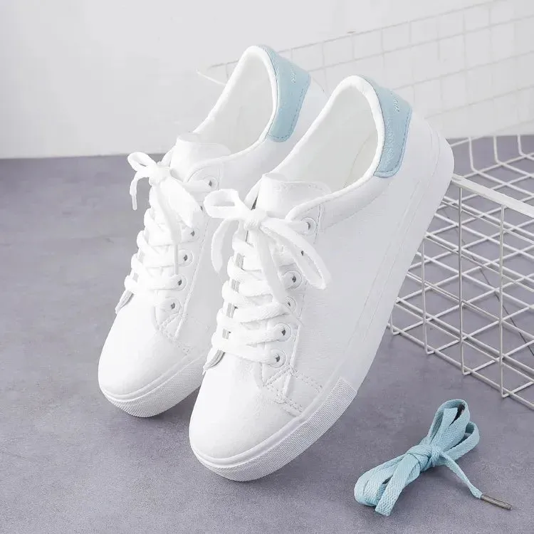2024 Women Sneakers Fashion Breathble Vulcanized Shoes Pu Leather Platform Shoes White Lace Up Casual Shoes Zapatos Mujer