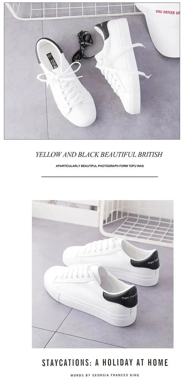 2024 Women Sneakers Fashion Breathble Vulcanized Shoes Pu Leather Platform Shoes White Lace Up Casual Shoes Zapatos Mujer