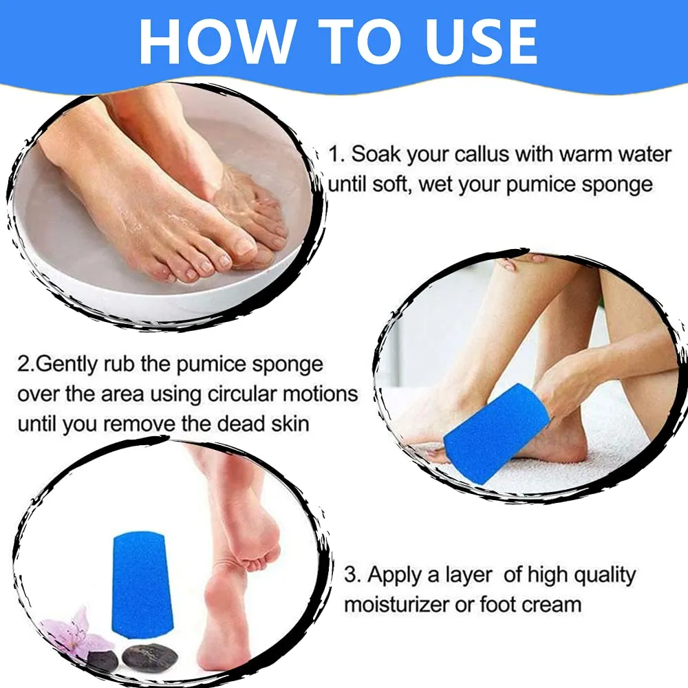 4PCS Pumice Stone Foot Scrub Double Pumice Foot Stone Pumice Foam Glass Peeling Exfoliating Foot Massage