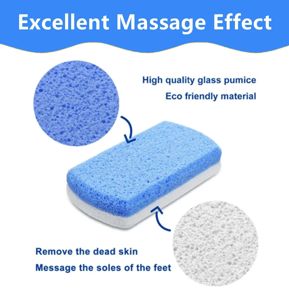 4PCS Pumice Stone Foot Scrub Double Pumice Foot Stone Pumice Foam Glass Peeling Exfoliating Foot Massage