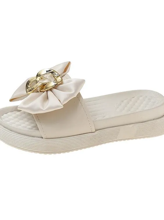 Amozae-Metal Chain Decor Bowknot Sandals