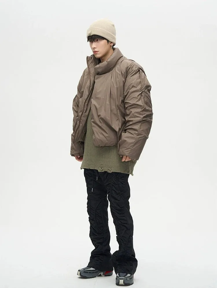 Asymmetric Stand Collar Oversized Puffer Jacket
