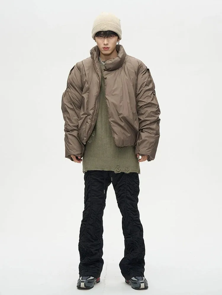 Asymmetric Stand Collar Oversized Puffer Jacket