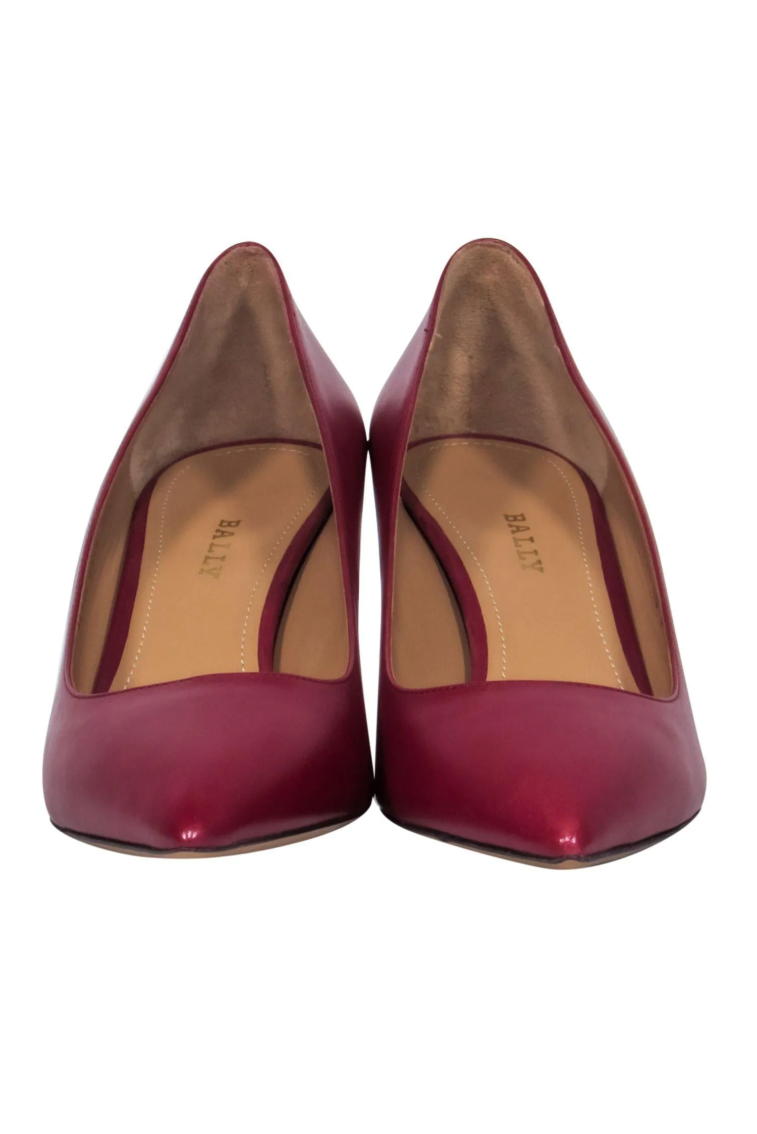 Bally - Maroon Leather Pointed Toe "Elaise" Pumps Sz 9.5