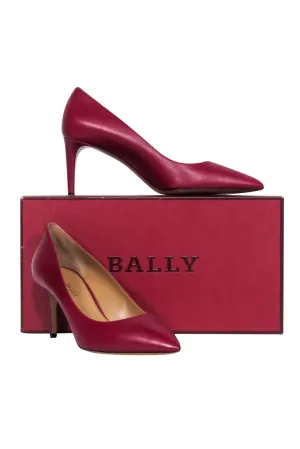 Bally - Maroon Leather Pointed Toe "Elaise" Pumps Sz 9.5