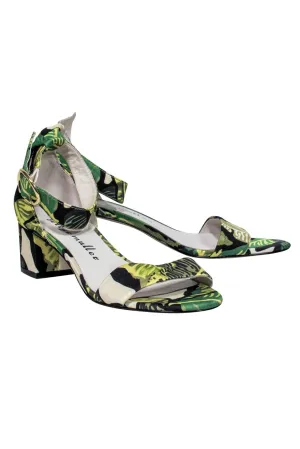 Bettye Muller - Green Leaf Print Open Toe Pumps Sz 6.5