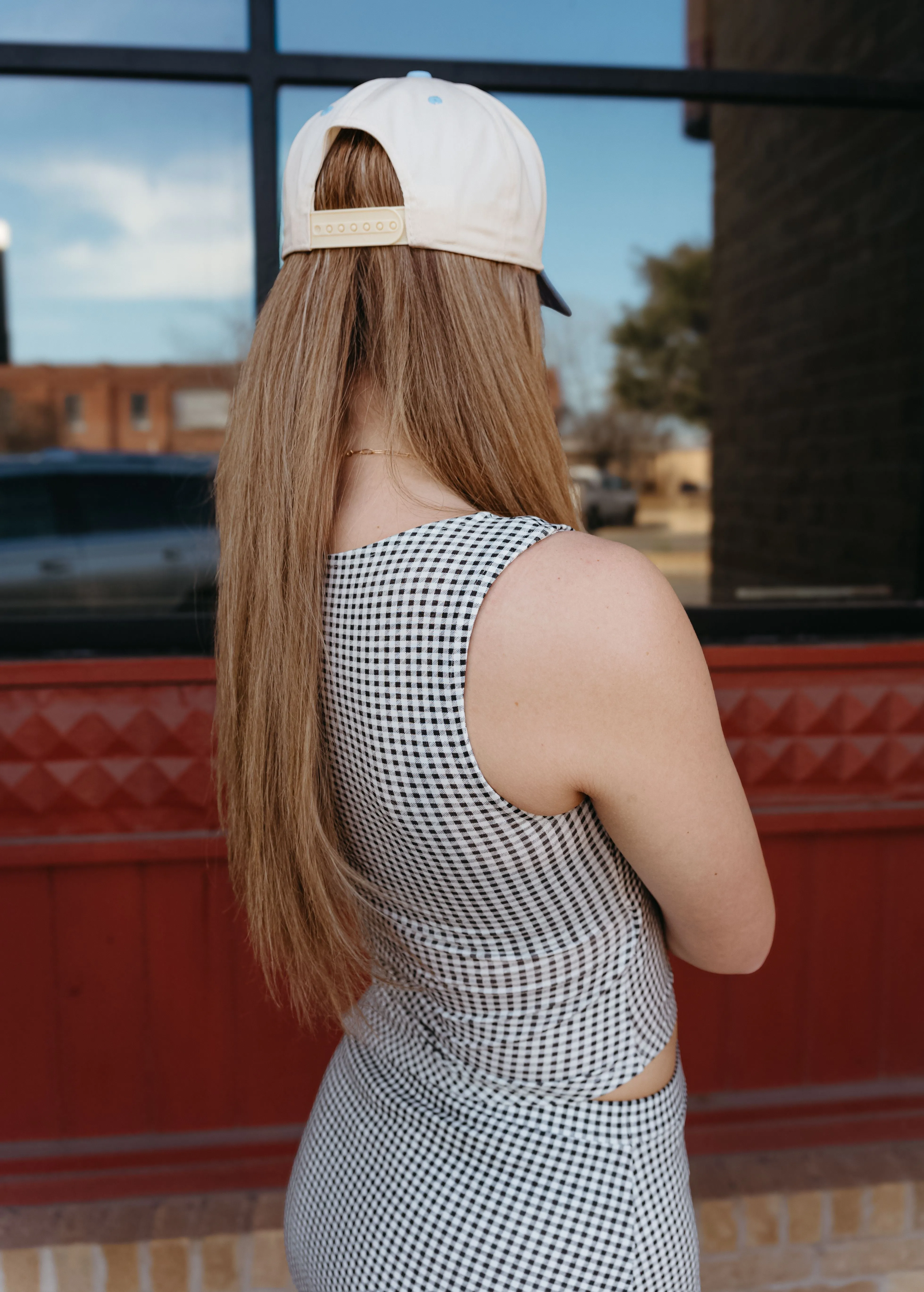 Black Motion Gingham Athleisure Ruffled Detail Skirt CS3735