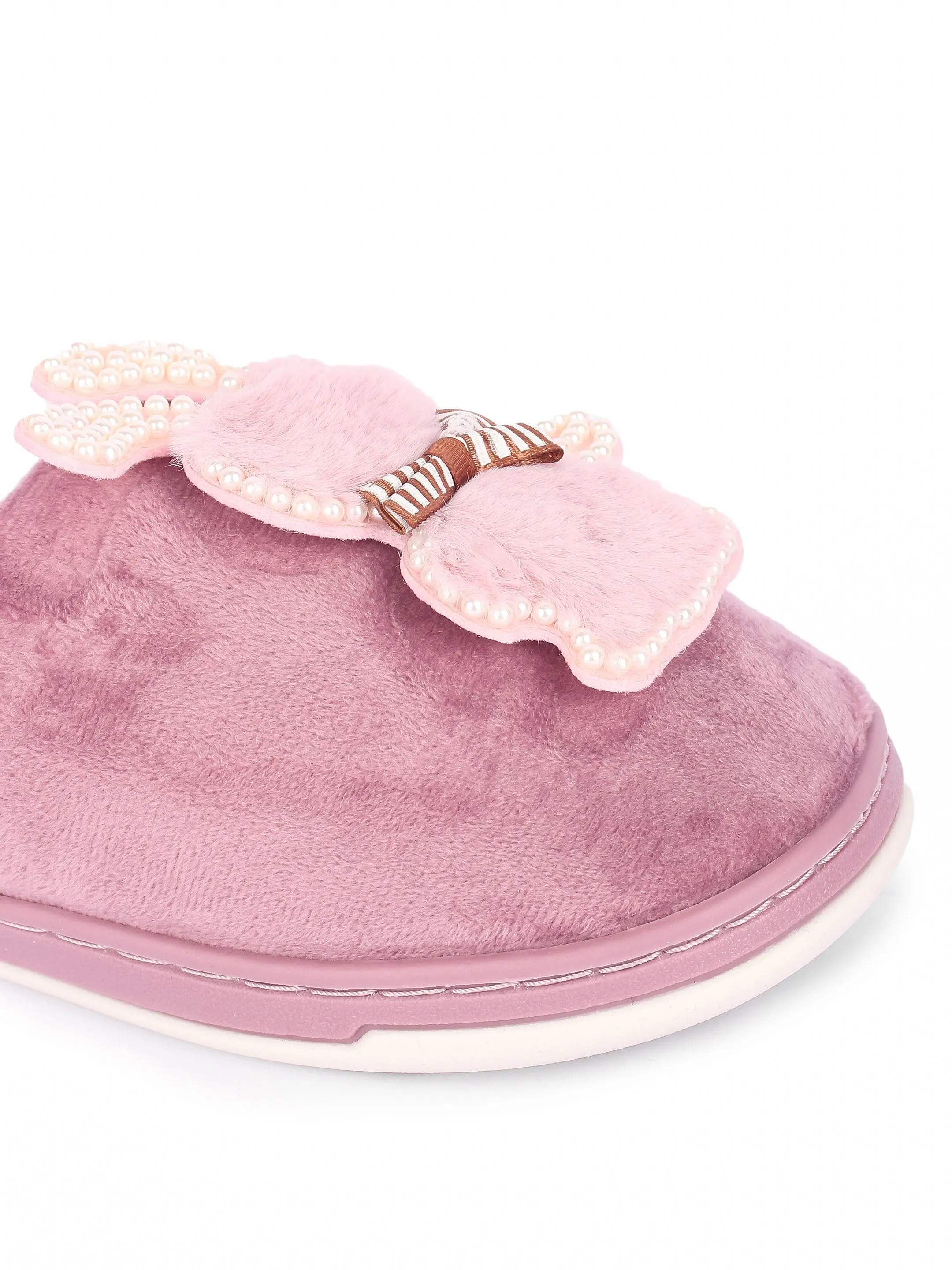 Brauch Women's Purple Wavy Ear Fur Winter Slippers