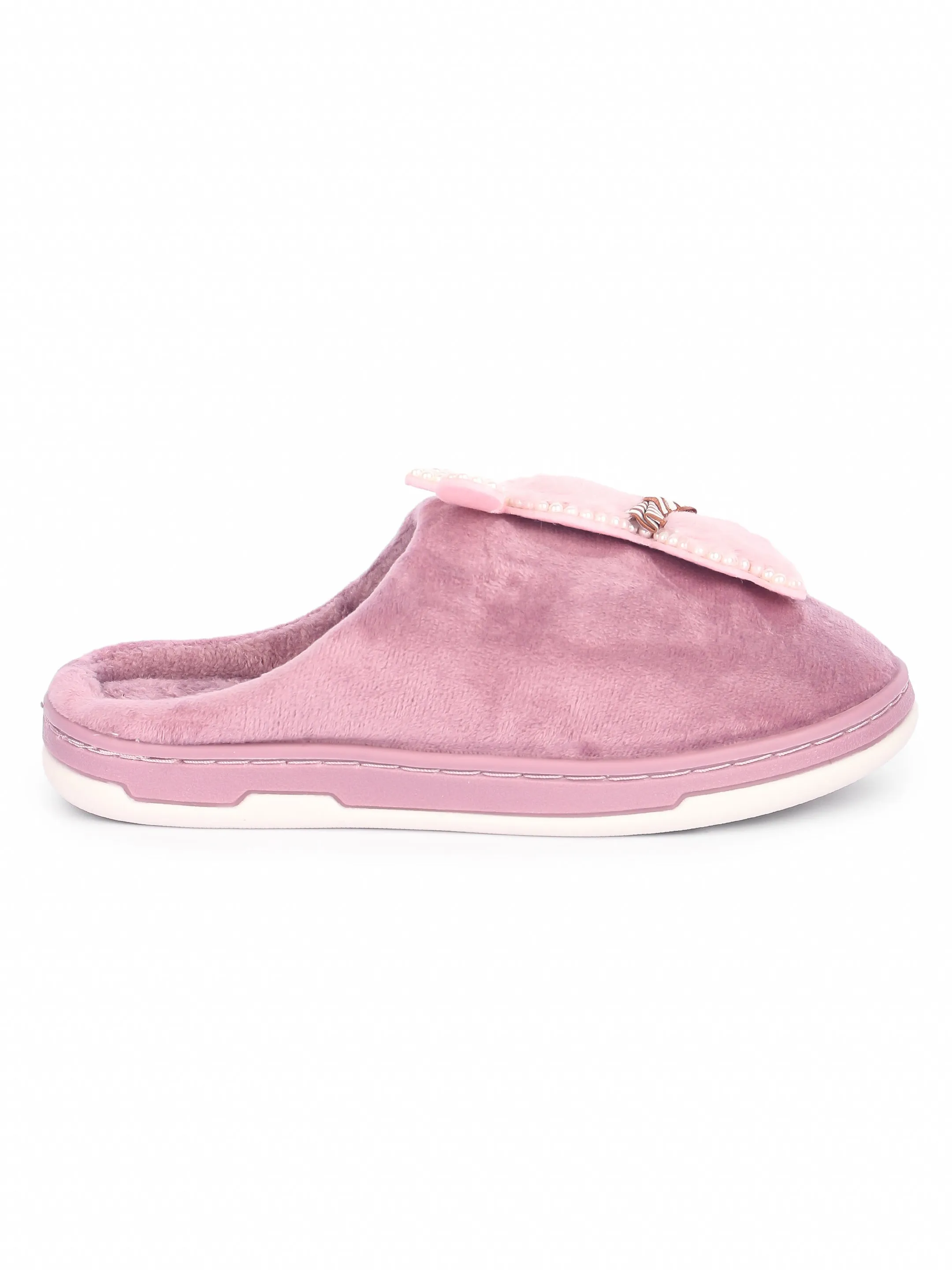 Brauch Women's Purple Wavy Ear Fur Winter Slippers