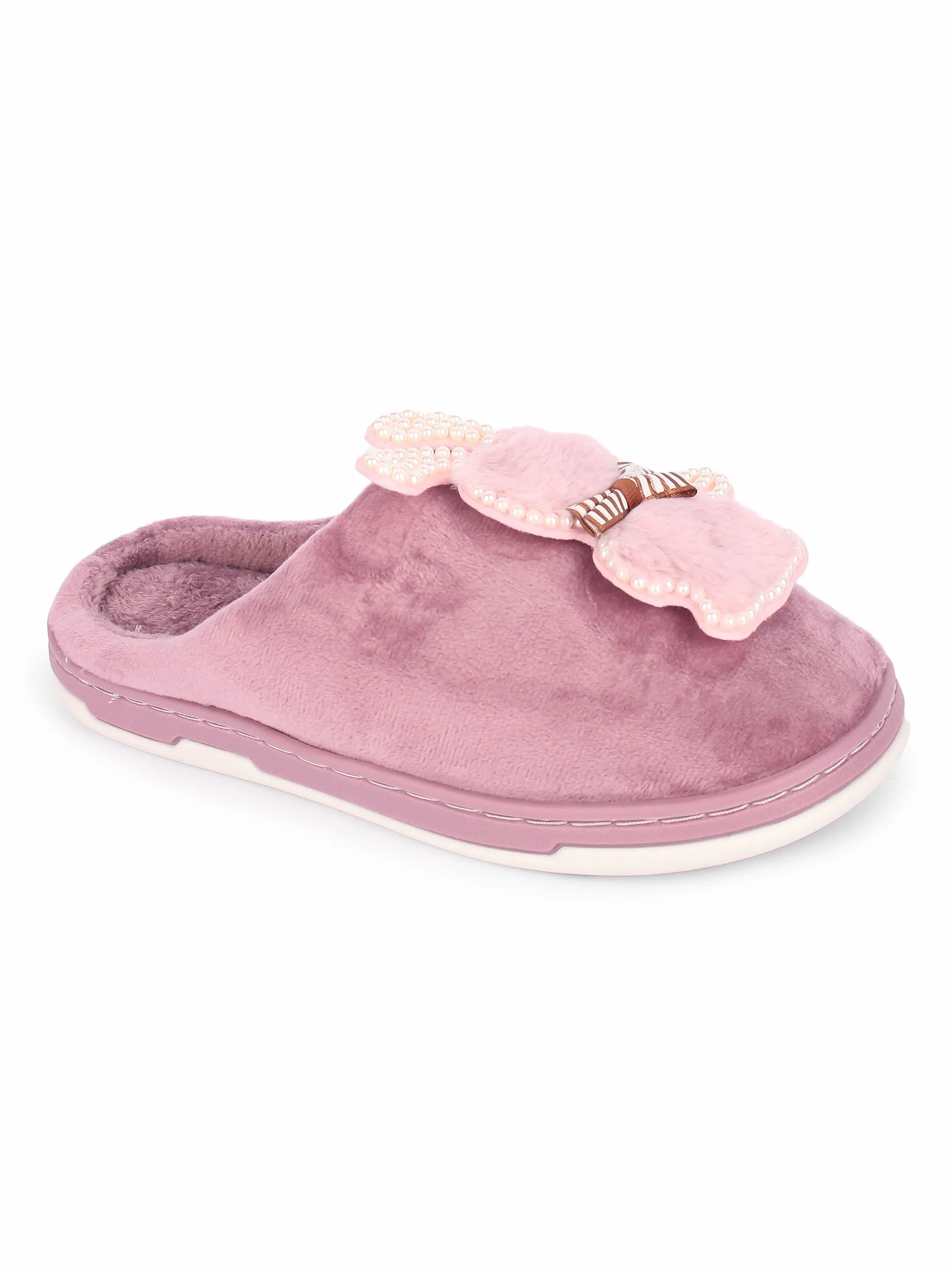 Brauch Women's Purple Wavy Ear Fur Winter Slippers