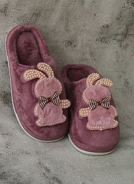 Brauch Women's Purple Wavy Ear Fur Winter Slippers