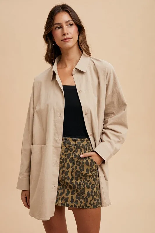 Brown Leopard Denim Mini Skirt