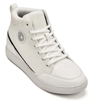 CALTO - S4131 - 2.6 Inches Taller (Off-White/White Sole) - Corduroy Ankle Top Sneak-boot