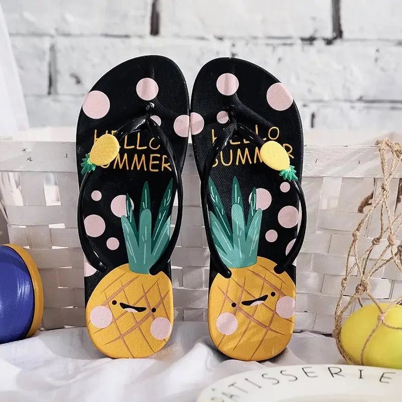 Cartoon Pineapple Strawberry Flip Flops Sandals