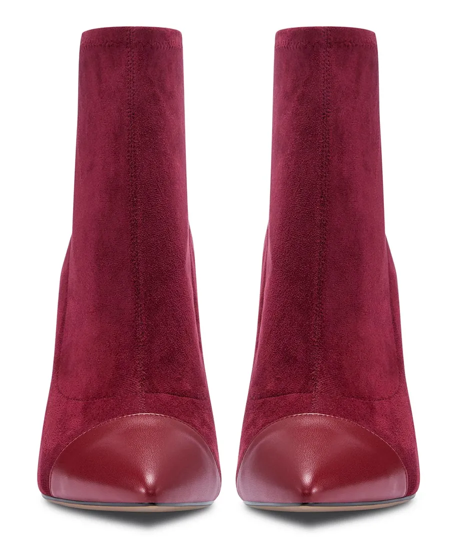 CASTAMERE Women's High Heel Ankle Boots Slip-on Pointed Toe Stretch Boot Stilettos Classic PU-Suede Boots 10CM Heels