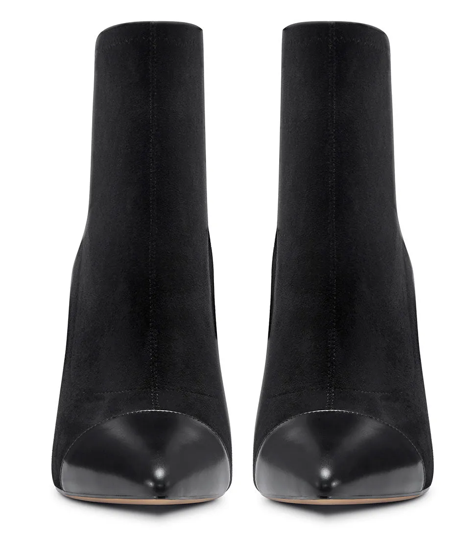 CASTAMERE Women's High Heel Ankle Boots Slip-on Pointed Toe Stretch Boot Stilettos Classic PU-Suede Boots 10CM Heels