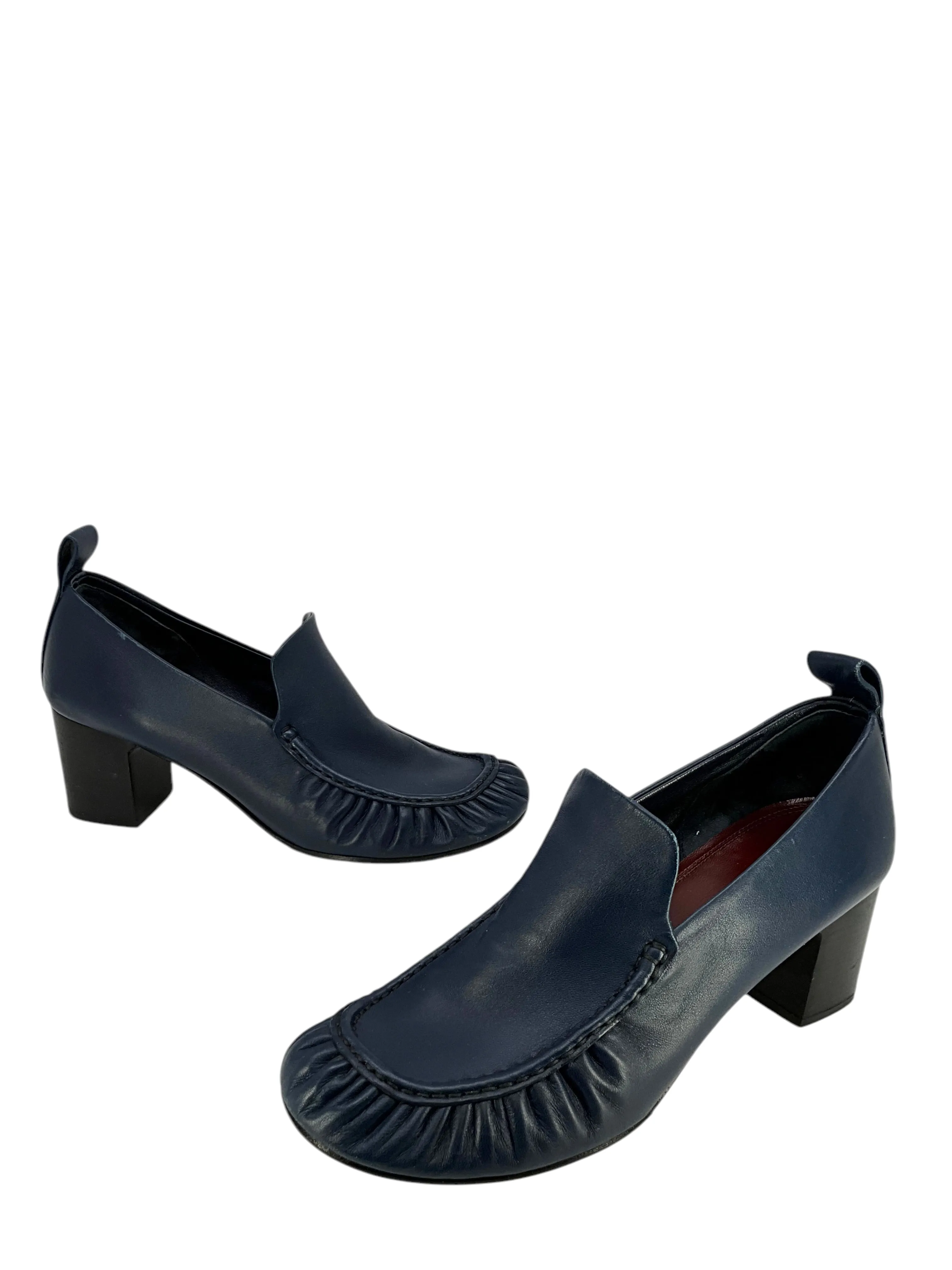 CELINE Leather Ruched Trim Pump Loafers Size 9