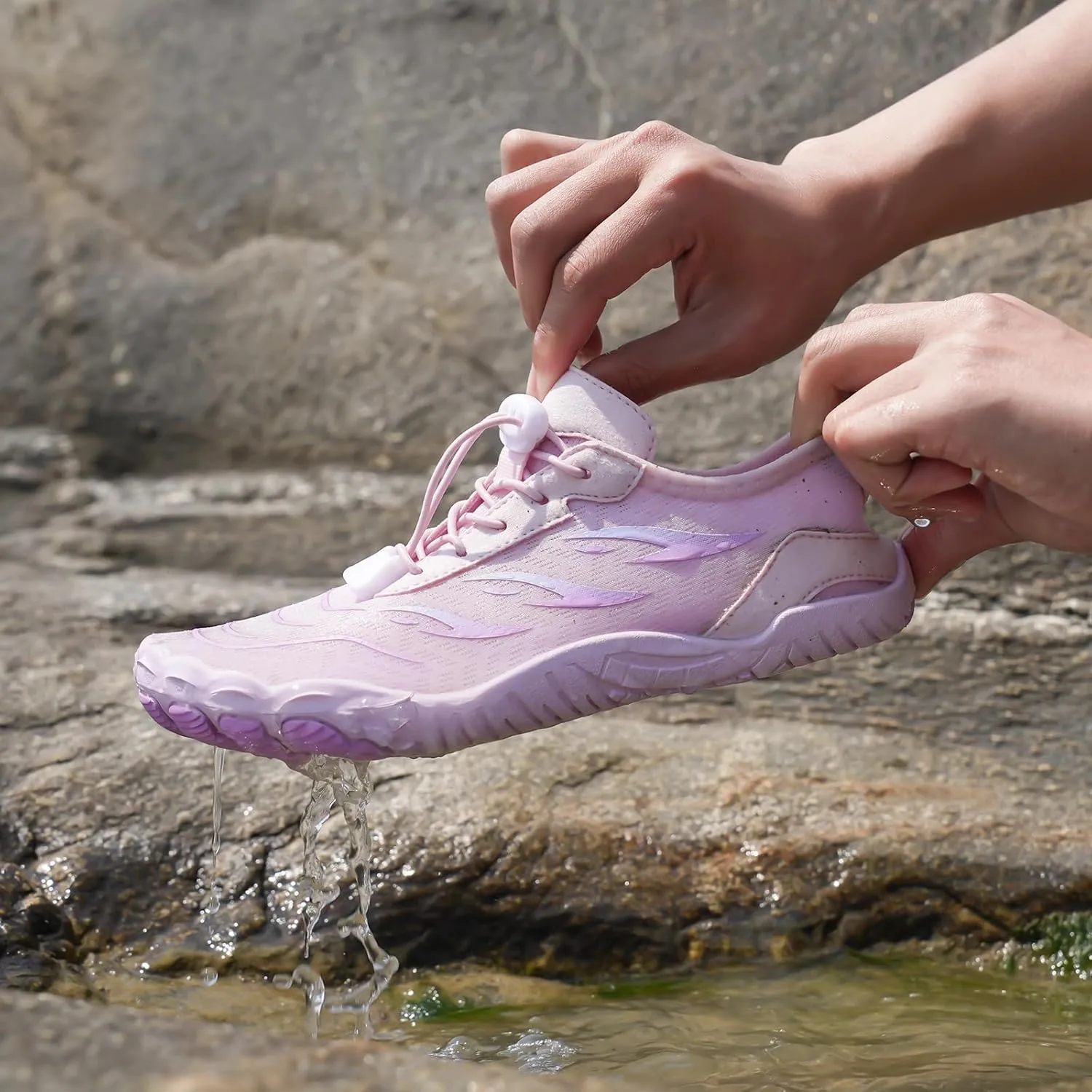 Grounded Footwear for Women Men Quick Dry Water Resistant Water Shoes,Wide Toe Box&Non-Slip Breathable Barefoot,Lightweight Adjustable Fitness Sports Footwear Outdoor Beach Surfing Training Barefoot
