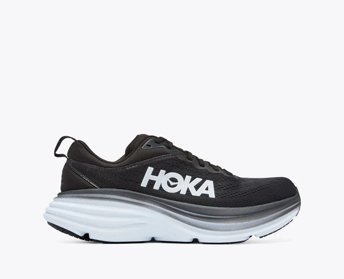 Hoka Women's Bondi 8 Cushioned Road Running Shoe in Coral/Papaya, Stellar/Blue Cosmos, Coastal Sky/All Abroad, Black/White & Summer Song Available in Wide Widths
