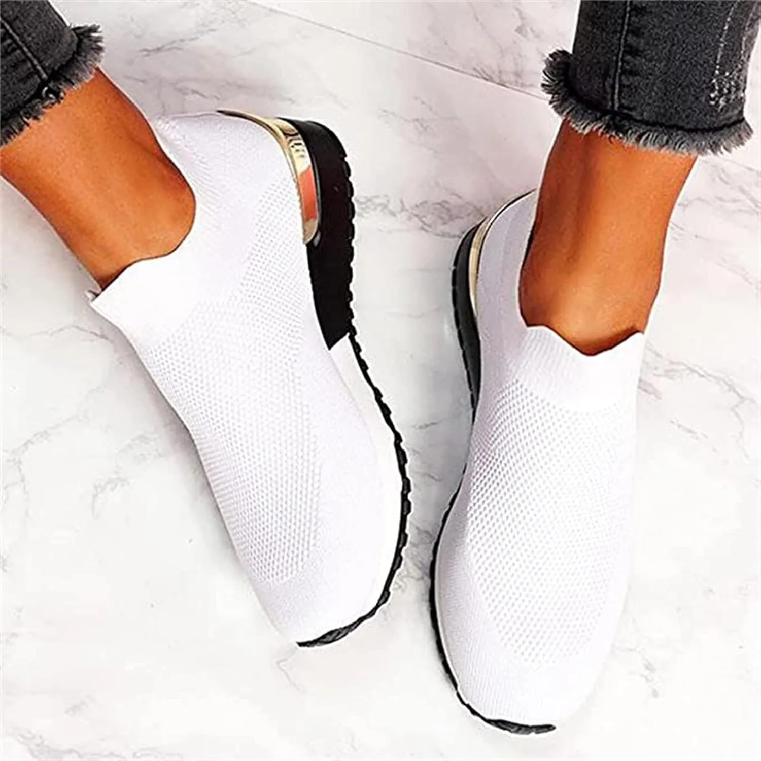 Ladmiple Walking Shoes Women Comfort Slip On Running Shoes Fashion Tennis Sport Gym Jogging Fitness Athletic Sneakers