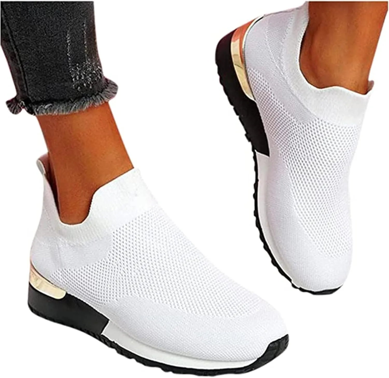 Ladmiple Walking Shoes Women Comfort Slip On Running Shoes Fashion Tennis Sport Gym Jogging Fitness Athletic Sneakers
