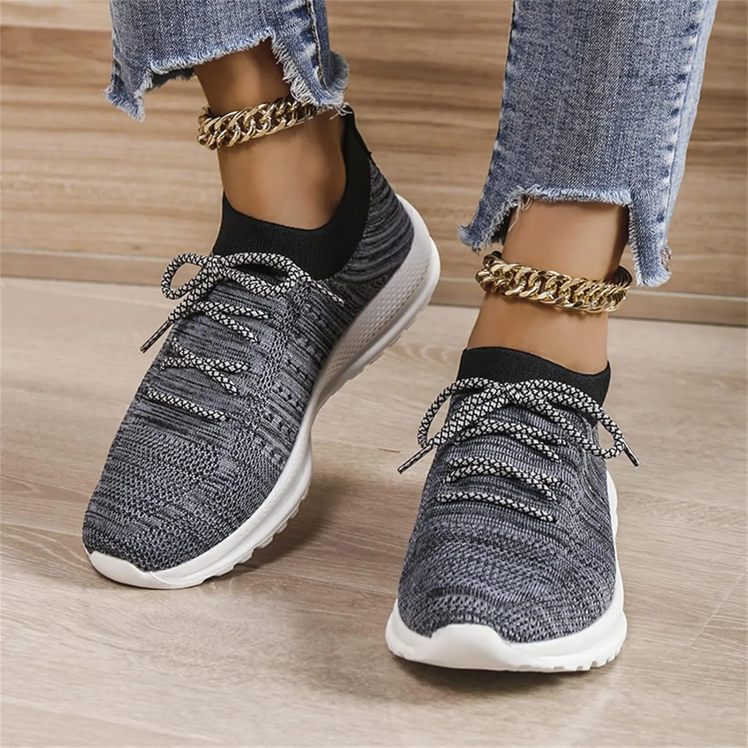 Ladmiple Walking Shoes Women Slip On Lightweight Sneakers Tennis Shoes Comfortable Workout Gym Running Athletic Shoes