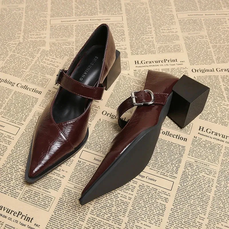 Lunara Vintage Pointed Toe Women's Leather Shoes