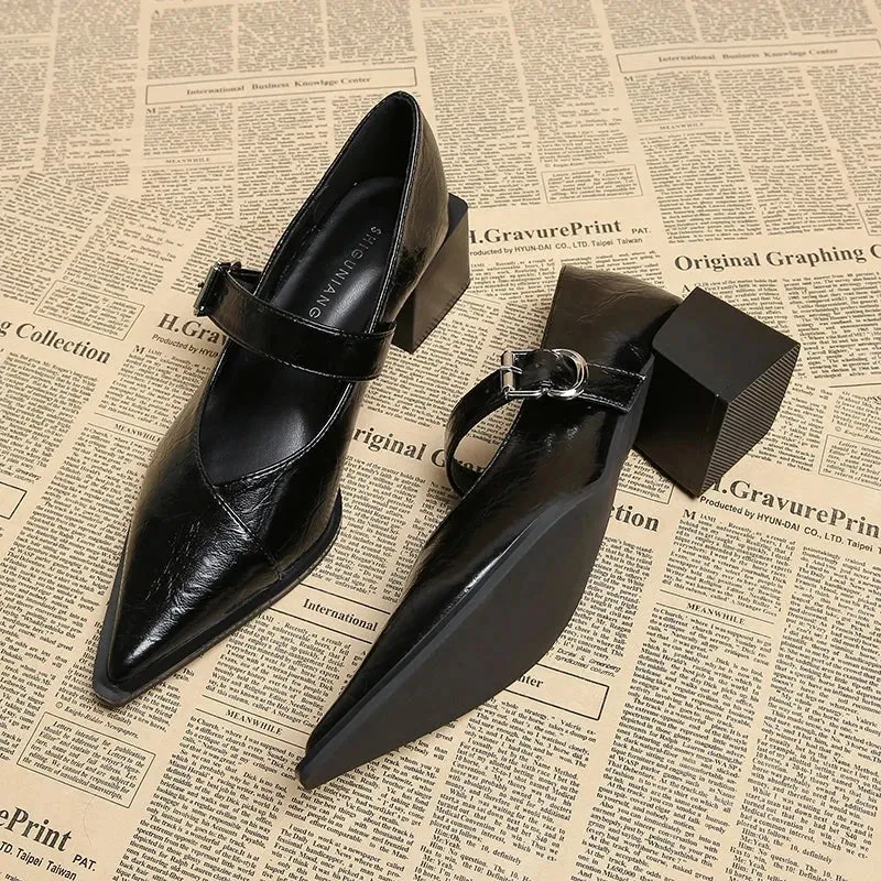 Lunara Vintage Pointed Toe Women's Leather Shoes