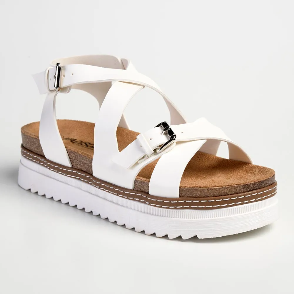 Madison Jafit Cross Over Footbed Sandal - White