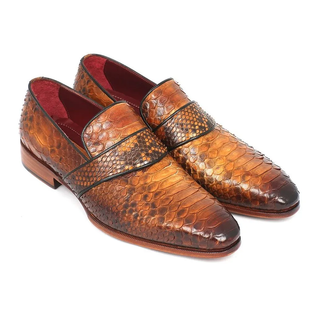 Paul Parkman Men's Genuine Python Loafers Camel (ID#11CML94)