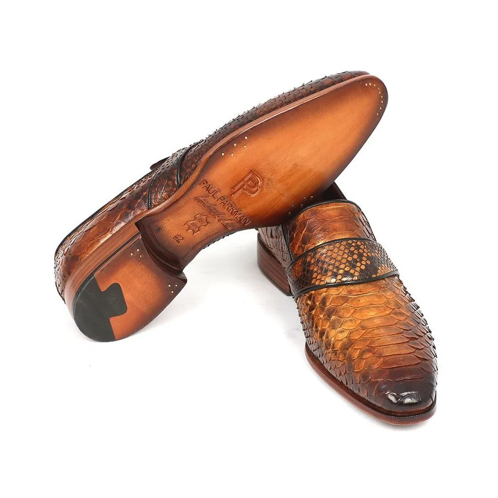Paul Parkman Men's Genuine Python Loafers Camel (ID#11CML94)