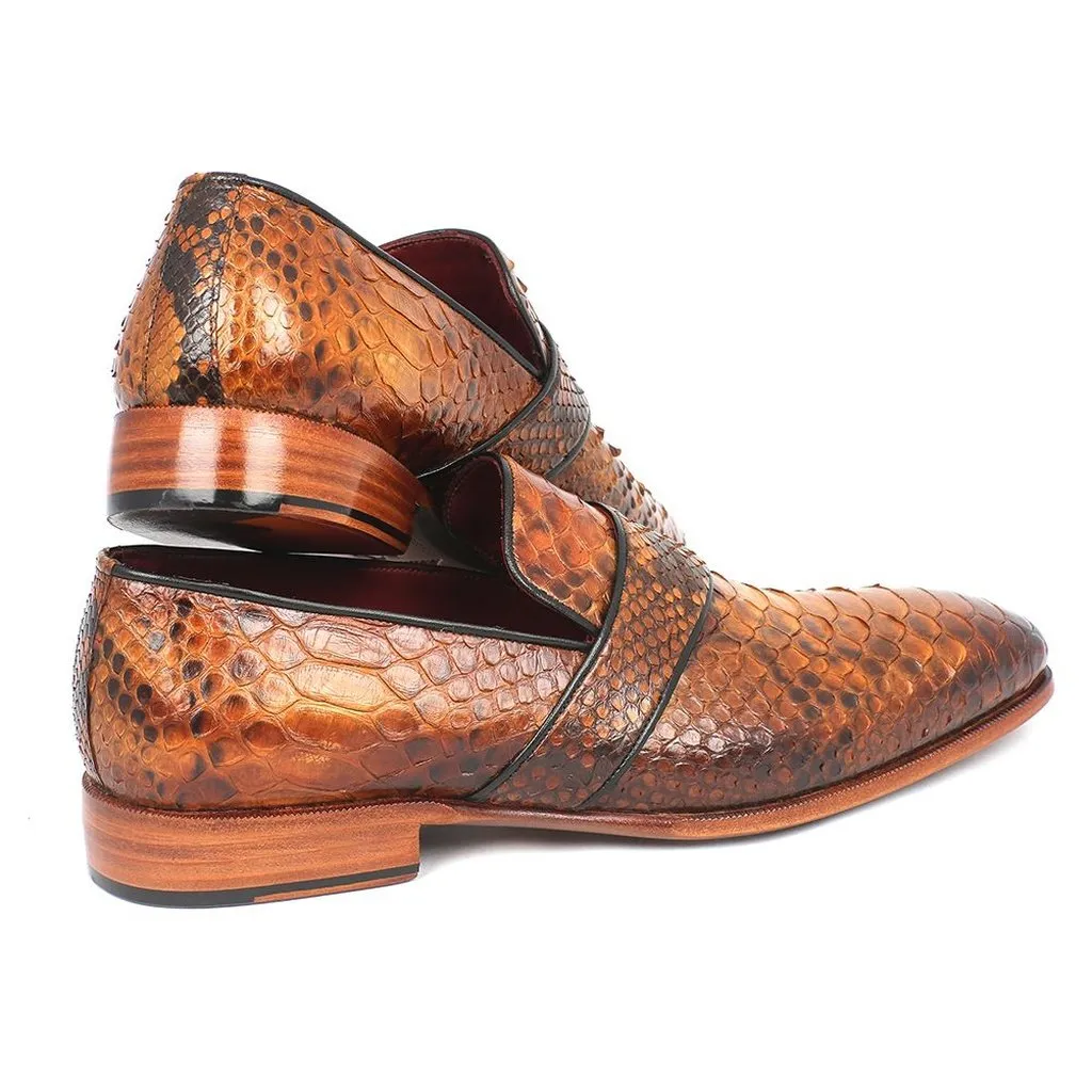 Paul Parkman Men's Genuine Python Loafers Camel (ID#11CML94)