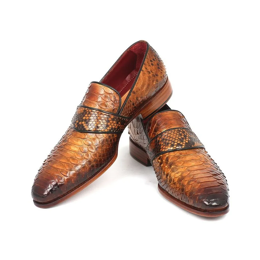 Paul Parkman Men's Genuine Python Loafers Camel (ID#11CML94)
