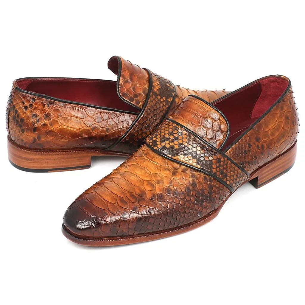 Paul Parkman Men's Genuine Python Loafers Camel (ID#11CML94)