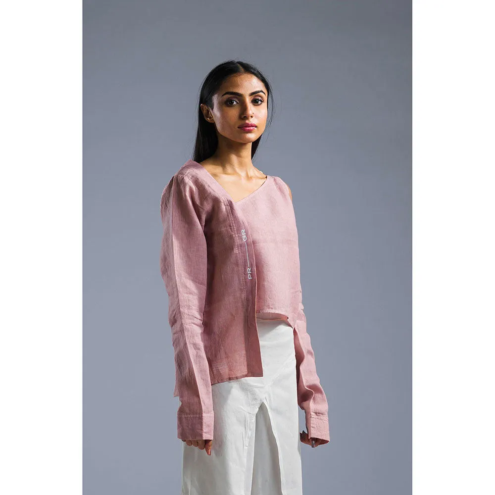 PRIMAL GRAY Dusky Pink Organic Linen Summer Tie Up Top