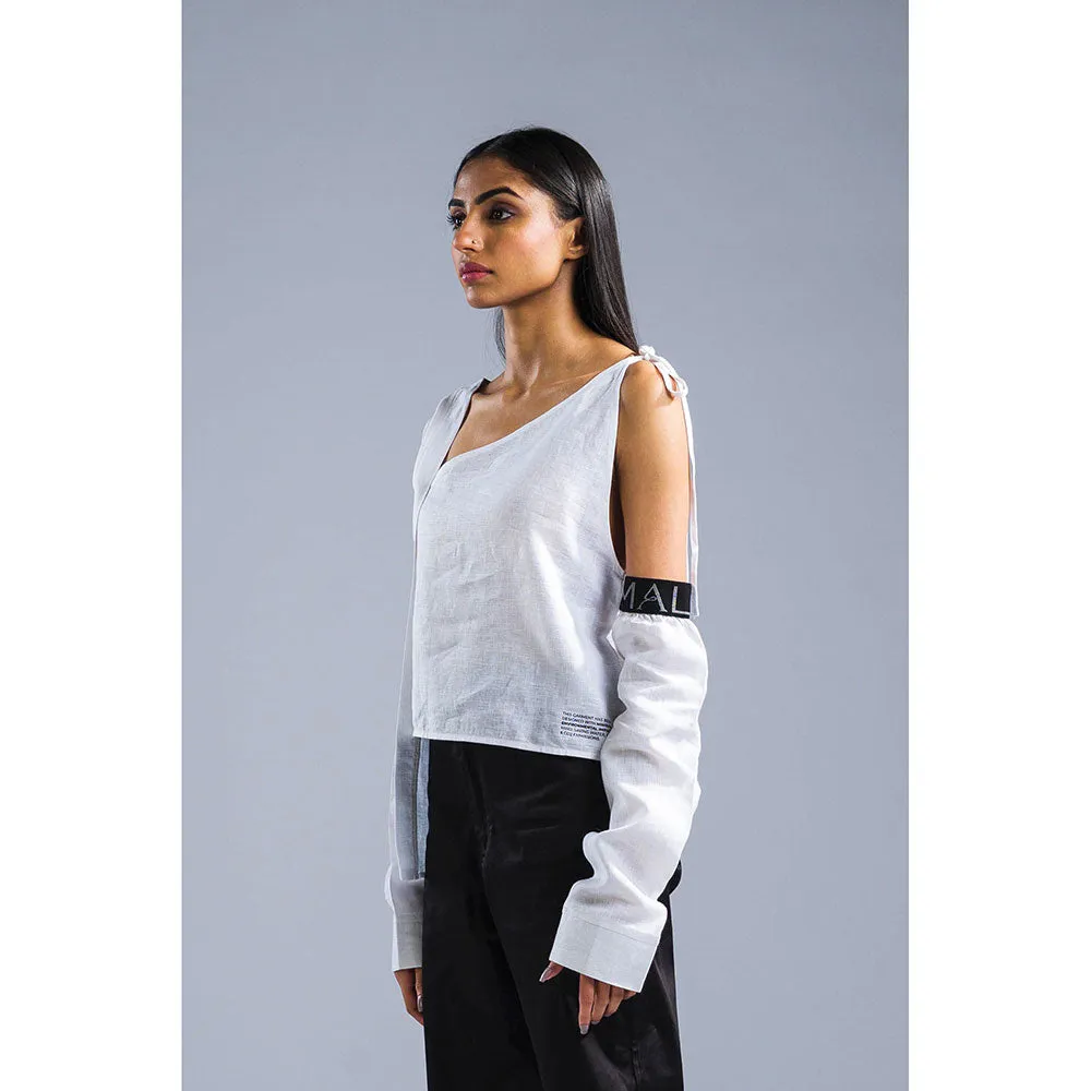 PRIMAL GRAY White Organic Linen Summer Tie Up Top