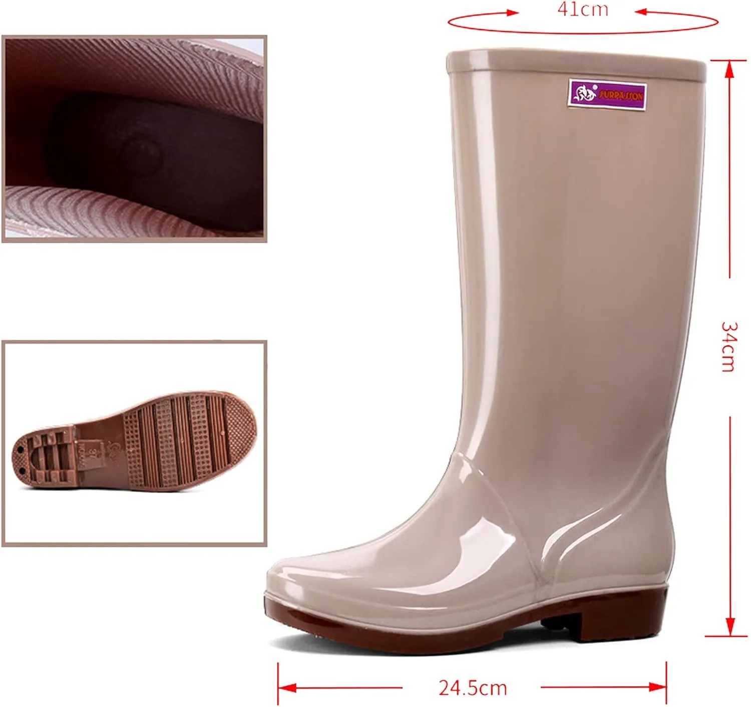Rain Boots Women Tall Mens Grounded Footwear Small Heel Booties Non Slip Work Barefoot Shoes Women's Rain Boots Waterproof Garden Shoes Womens Hiking Boots