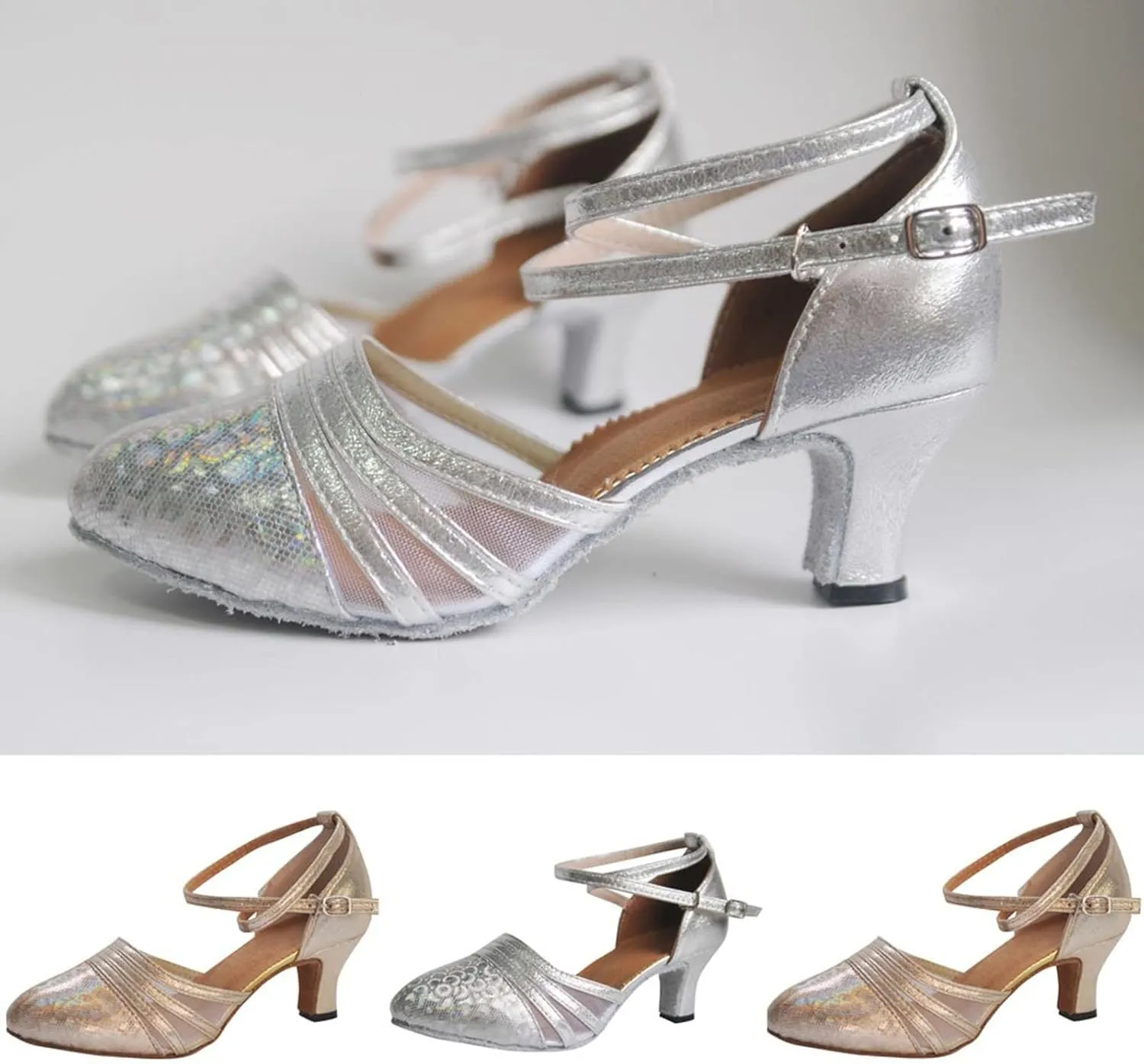 Sandals Women Latin Dance Shoes Heeled Ballroom Tango Party Heels Performance Practice Dance Shoes Latin Dance Sandals
