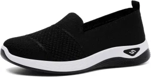 Slip On Orthopedic Sneakers Women Woven Orthopedic Breathable Soft Shoes Walking Flying Sneakers Diabetic Foam Walking Shoes Lightweight Wide Width Soft Sole Arch Support Non-Slip Shoe