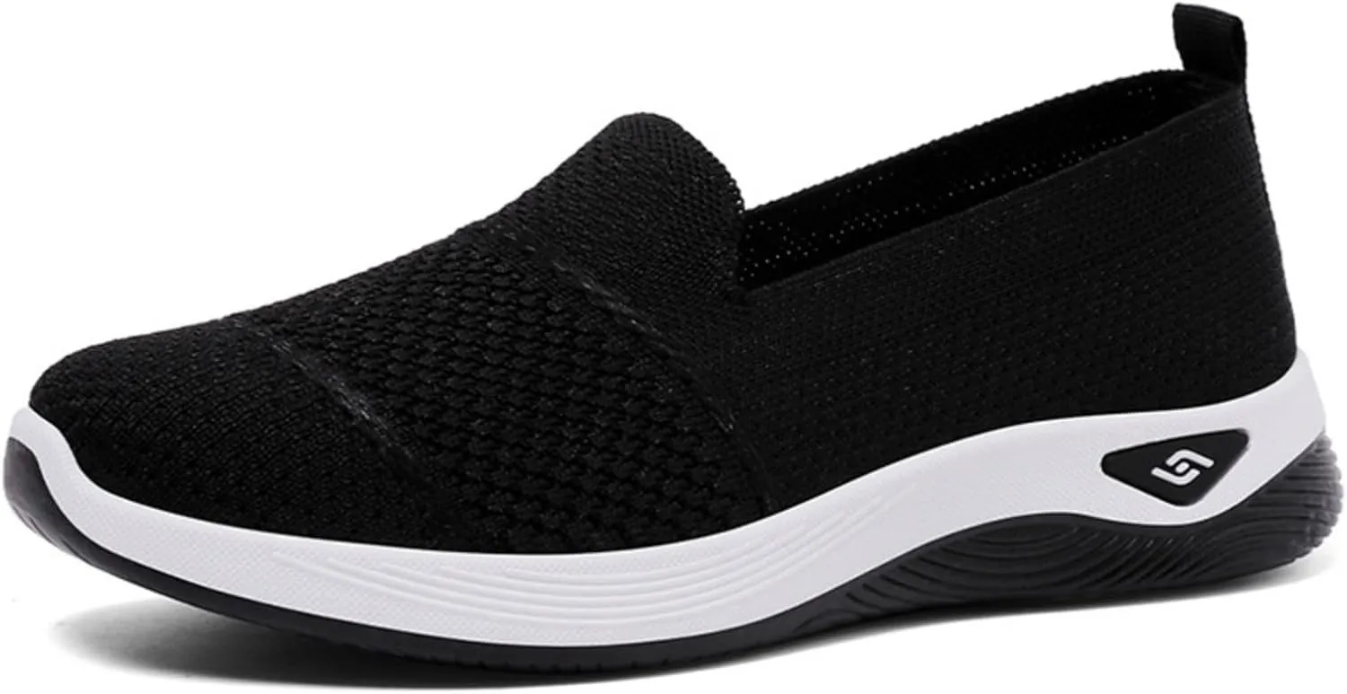 Slip On Orthopedic Sneakers Women Woven Orthopedic Breathable Soft Shoes Walking Flying Sneakers Diabetic Foam Walking Shoes Lightweight Wide Width Soft Sole Arch Support Non-Slip Shoe