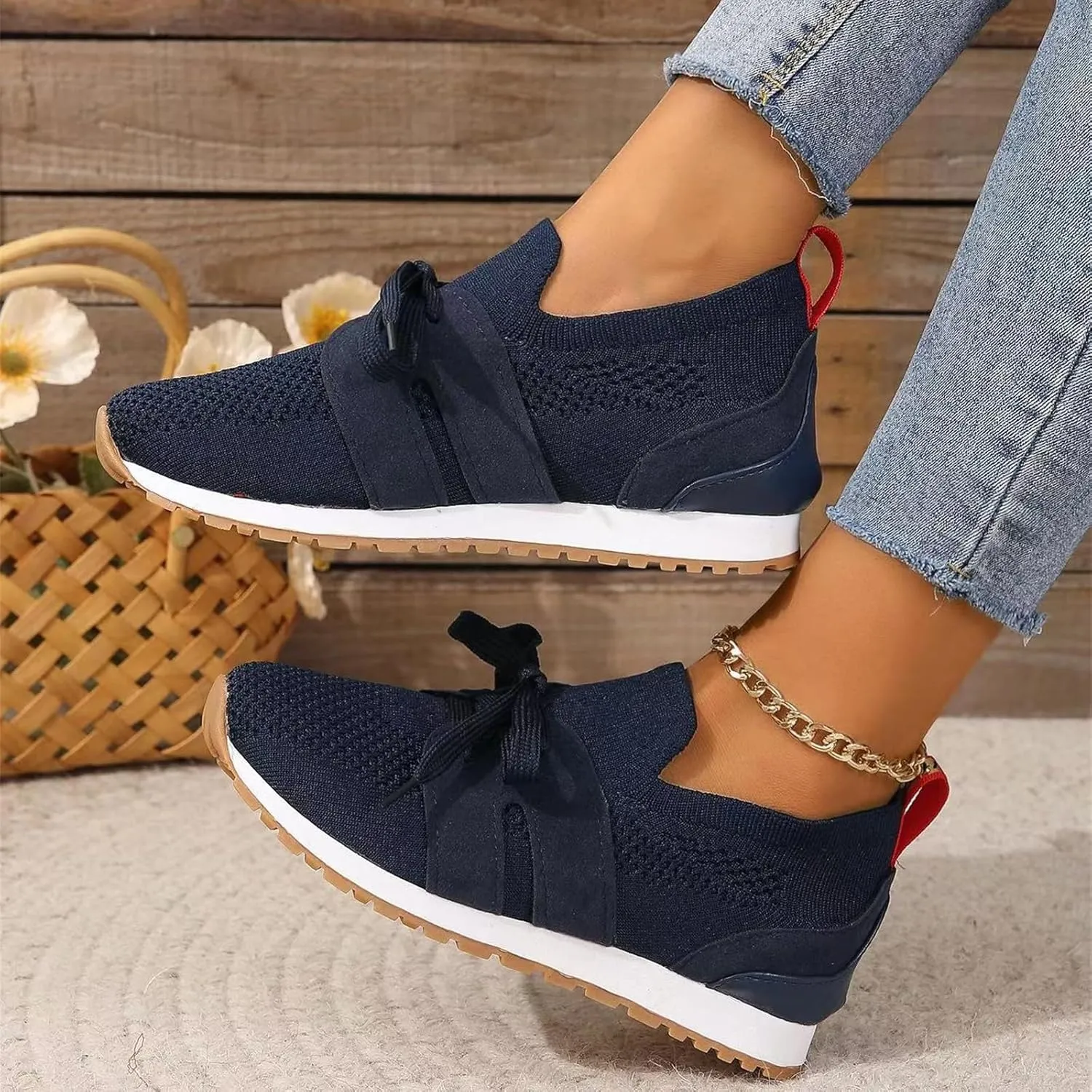 Slip On Sneakers Women Arch Support Walking Shoes Lightweight Casual Athletic Comfort Fashion Tennis Running Sneakers