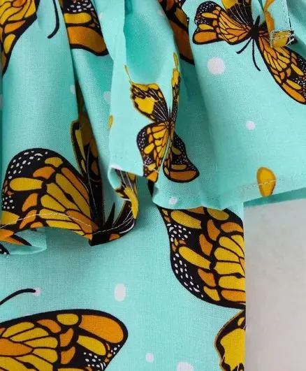 Strap Cold Shoulder Butterfly Printed Top