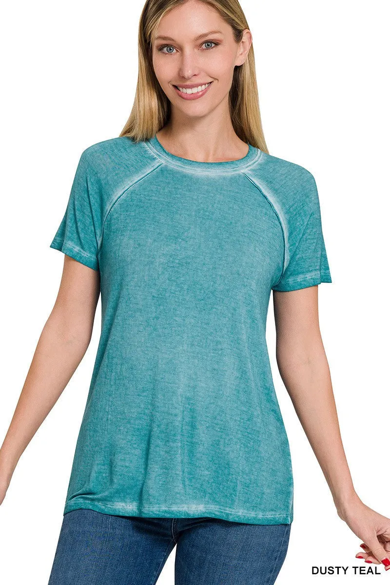 Washed Roud-Neck Short Sleeve Top