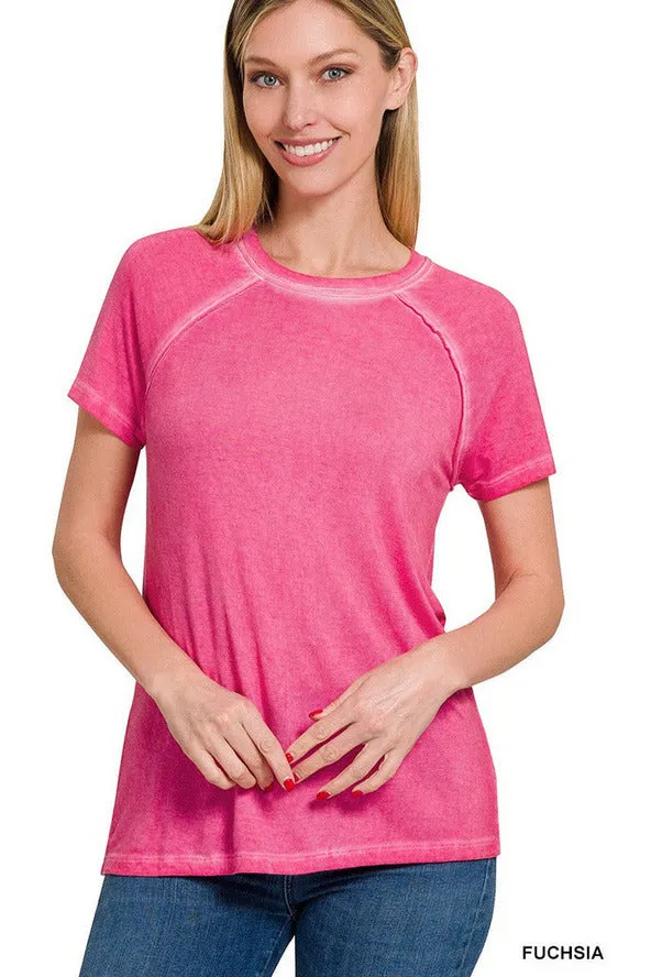 Washed Roud-Neck Short Sleeve Top
