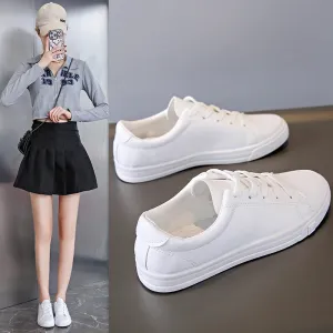 Women Sneakers Breathable Students Casual Sports Shoes Girl Flat Leather Pu White Shoes Woman Vulcanize Shoes