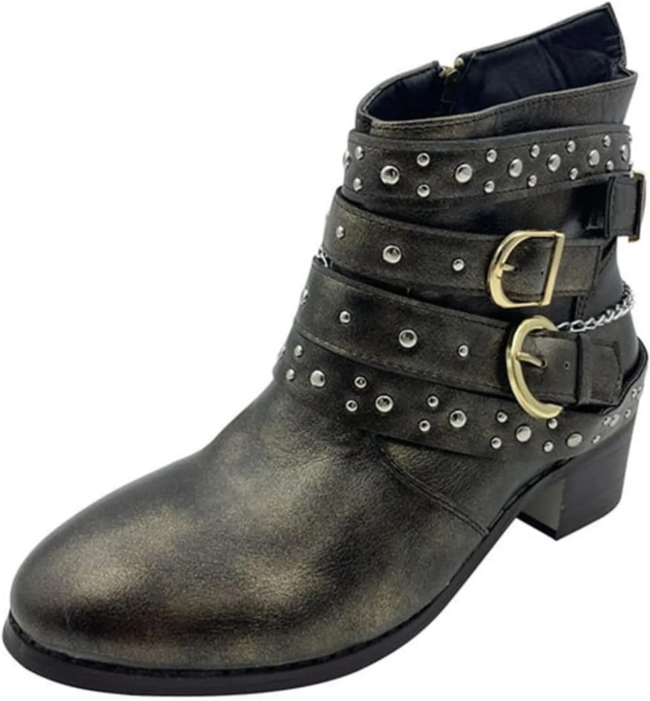 Women's Boots Ankle Womens Booties Fall Brown Leather Boots Men Womens Bootie Low Heel Lightweight Breathable Closed Pointed Toe Low Block Heel Zip Up