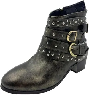 Women's Boots Ankle Womens Booties Fall Brown Leather Boots Men Womens Bootie Low Heel Lightweight Breathable Closed Pointed Toe Low Block Heel Zip Up